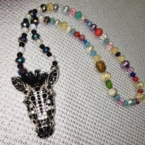 Colorful Beaded Zebra Necklace